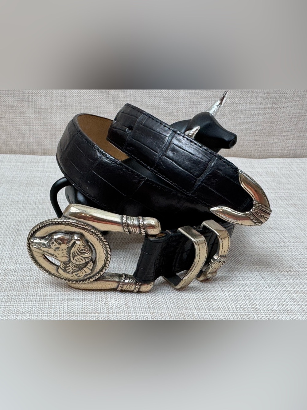 Brighton dog  Head Western Buckle Black Belt Size Small